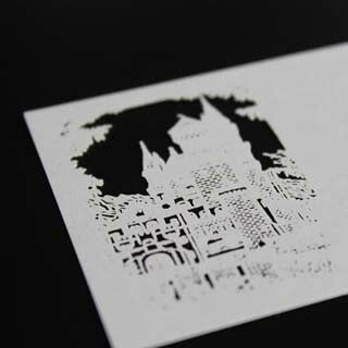 名刺 4号 50枚 切リ絵 A1 城 【 名入れ 印刷なし 紙の販売です 】 【 4号 切り絵 】