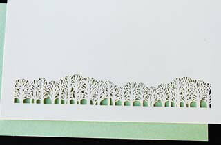 名刺 4号 50枚 切リ絵 A8 林 【 名入れ 印刷なし 紙の販売です 】 【 4号 切り絵 】