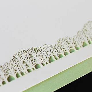 名刺 4号 50枚 切リ絵 A8 林 【 名入れ 印刷なし 紙の販売です 】 【 4号 切り絵 】