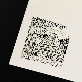 名刺 4号 50枚 切リ絵 M6 合掌作り 【 名入れ 印刷なし 紙の販売です 】 【 4号 切り絵 】