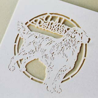 名刺 4号 50枚 切リ絵 D4 イヌ 【 名入れ 印刷なし 紙の販売です 】 【 4号 切り絵 】