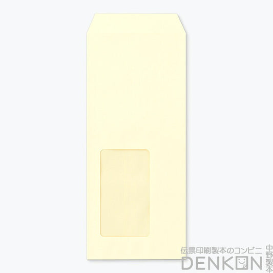 封筒 長4 A711 ECクリーム 窓付 サイズ：45×80mm 紙厚80 枠なし 中貼 1000枚