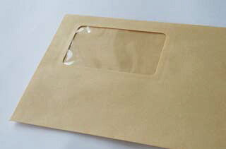 封筒 角8 A30 クラフト 窓付 サイズ：45×80mm 紙厚85 枠なし 中貼 1000枚