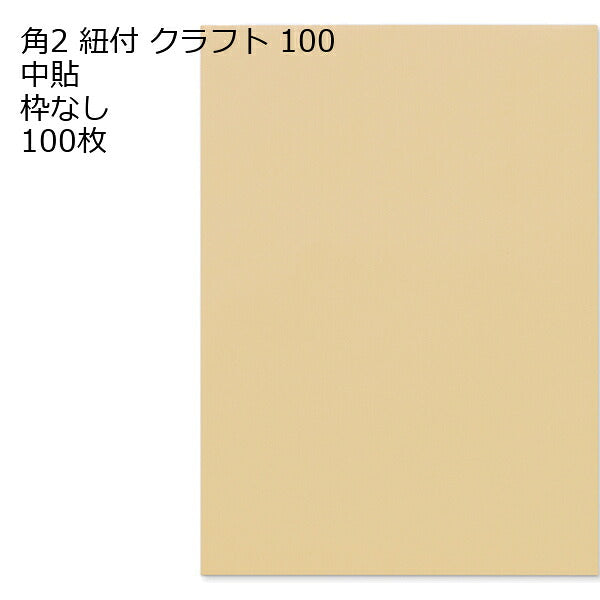 封筒 角2 クラフト 紐付 紙厚100 枠なし 中貼 100枚