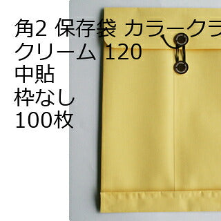 封筒 角2 保存袋 カラー120 １００枚 マチ紐（ひも）付きタイプです