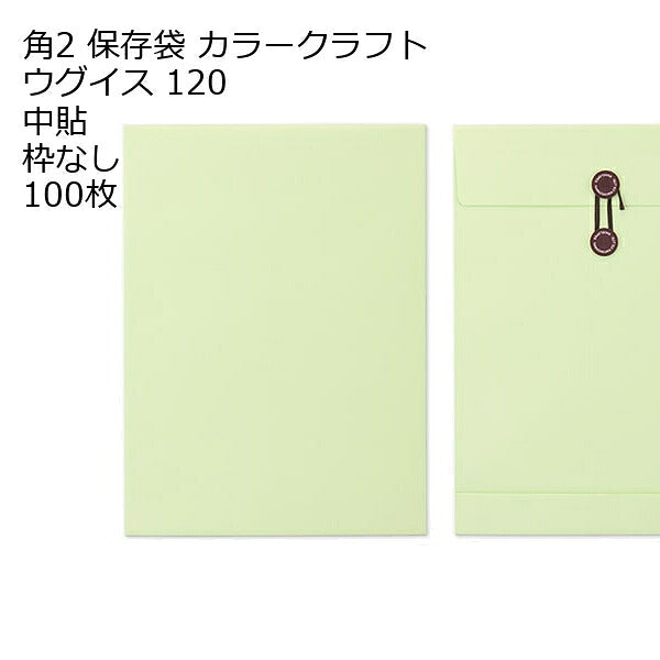 封筒 角2 保存袋 カラー120 １００枚 マチ紐（ひも）付きタイプです