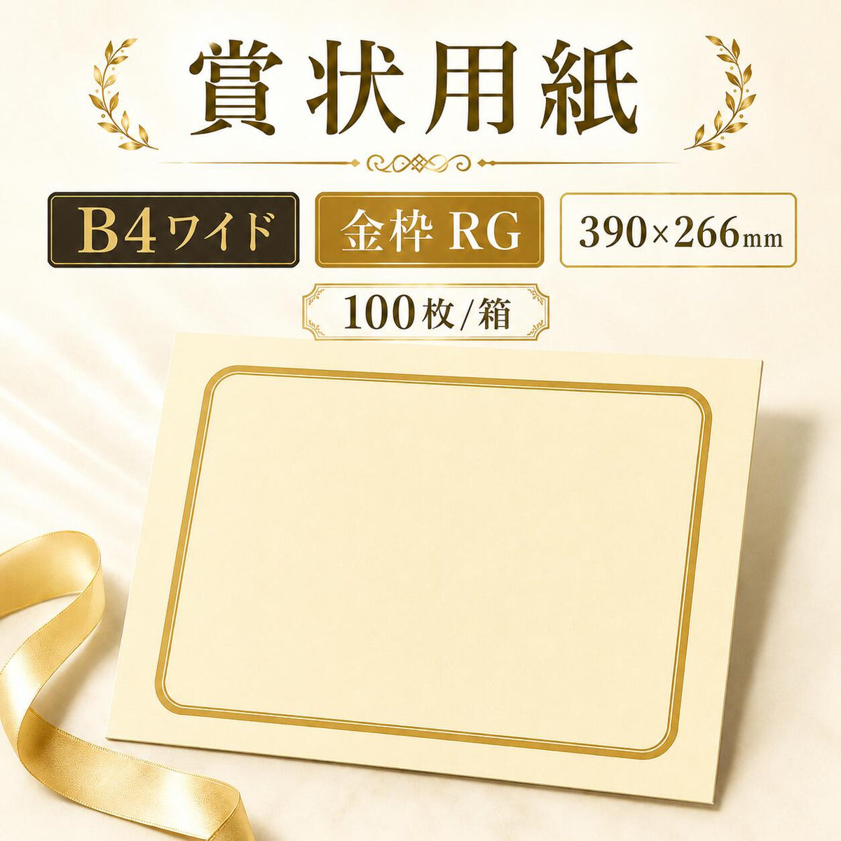 賞状用紙 B4ワイド 金枠 RG 100枚