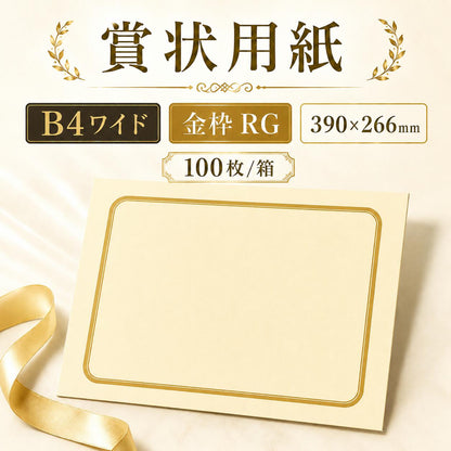 賞状用紙 B4ワイド 金枠 RG 100枚