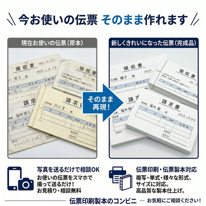 伝票印刷 【 2枚複写伝票 】 B6サイズ（128mm×182mm） 20冊 そっくり そのまま オリジナル 名入れ 複写伝票 オリジナル伝票 名入れ伝票 データ入稿 可能 そのまま伝票印刷