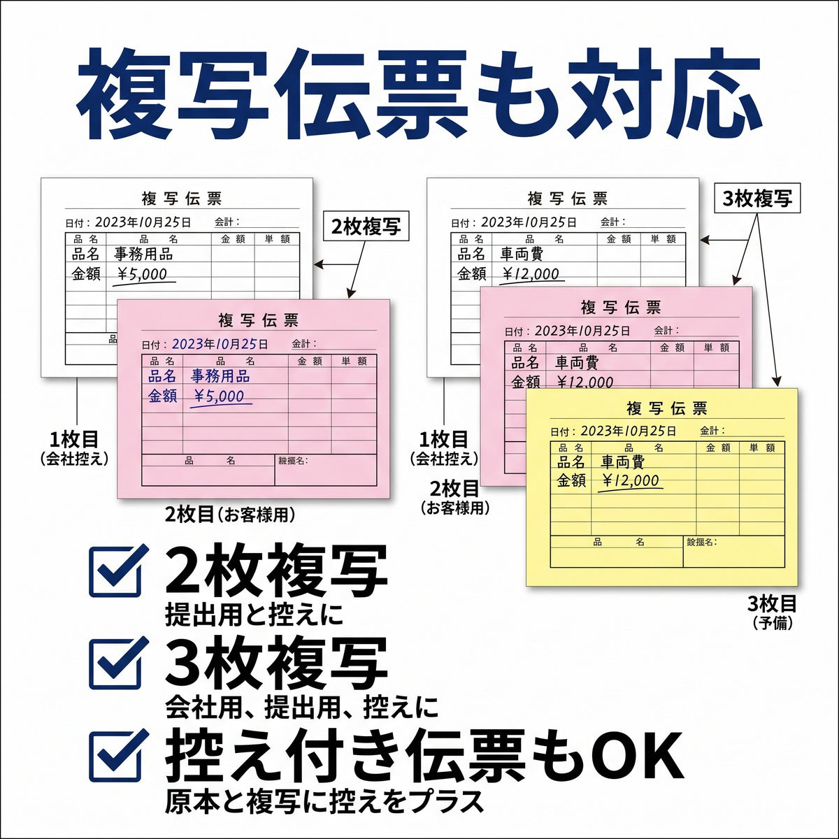 伝票印刷 【 4枚複写伝票 】 B5サイズ 20冊 そっくり そのまま オリジナル 名入れ 複写伝票 オリジナル伝票 名入れ伝票 データ入稿 可能 そのまま伝票印刷