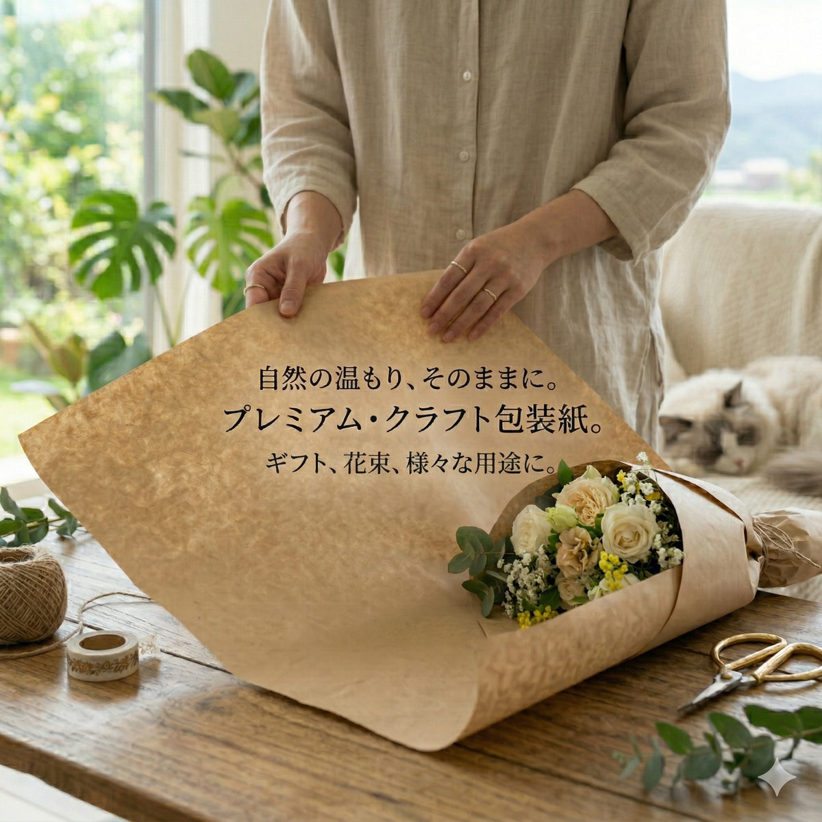 クラフト紙 A4 100枚 ブックカバー メニュー おりがみ ラッピング ランチョンマット 包装紙 レストランメニュー クラフト 紙 壁紙 折り紙 コピー用紙a4 デザインペーパー デザイン用紙 ラッピングペーパー さらし 未晒クラフト紙 ハトロン判75.5kg denkon 【 送料無料 】