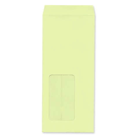 封筒 クラフトカラー封筒 長4 窓付封筒 窓 45×80mm ウグイス 70g センター貼 枠なし 500枚 ld1513