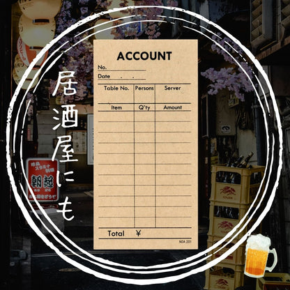 会計伝票 クラフト用紙 英語表記 10冊（100枚/冊） お会計票 おしゃれ カフェ バー コーヒーショップ 可愛い クラフト会計伝票 英語 かわいい 伝票 クラフト会計票 単式 単式伝票 お会計表 ネイルサロン サロン
