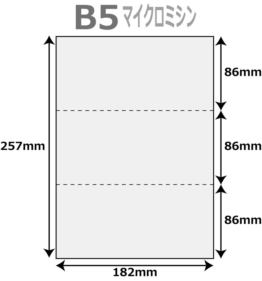帳票用紙 500枚 3分割 マイクロミシン ヨコ2本 B5サイズ レーザープリンター インクジェットプリンター プリンター用紙 マルチプリンタ用 上質コピー用紙 ミシン目入り用紙 プリンター帳票用紙 3面カット紙